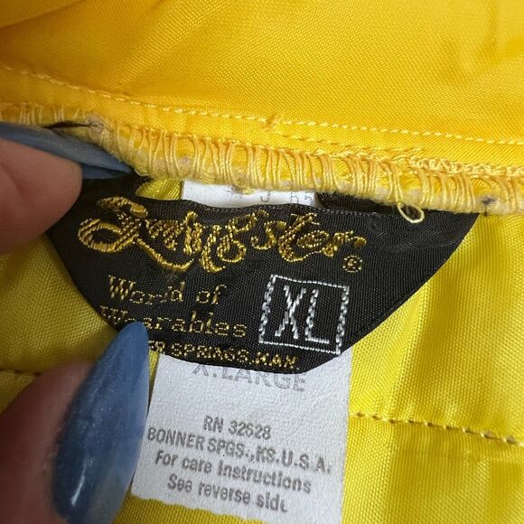 Vintage Swingster Racing Jacket Mens XL Crows Hybrids Yellow 70s Puffer Coat USA - Picture 10 of 16